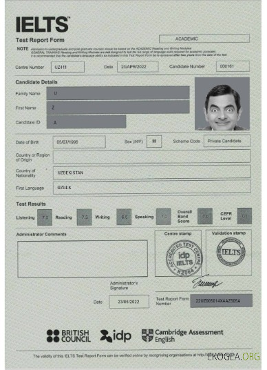 Formulaire de rapport Ielts au Royaume Uni